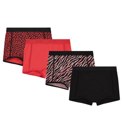 Ten Cate Meisjes Short Cotton Stretch 4Pack Red Zebra pack